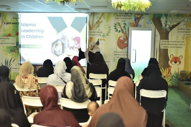 Speaker presenting Islamic Leadership in Children to parents
