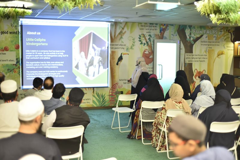 Speaker introducing Little Caliphs kindergartens